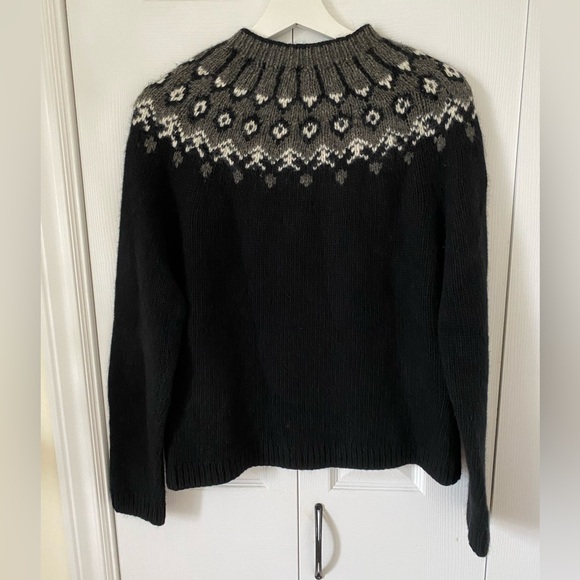 Ralph Lauren Exclusive Hand Knit  Black Fair Isle Yoke Scandinavian Size Large - Picture 2 of 13